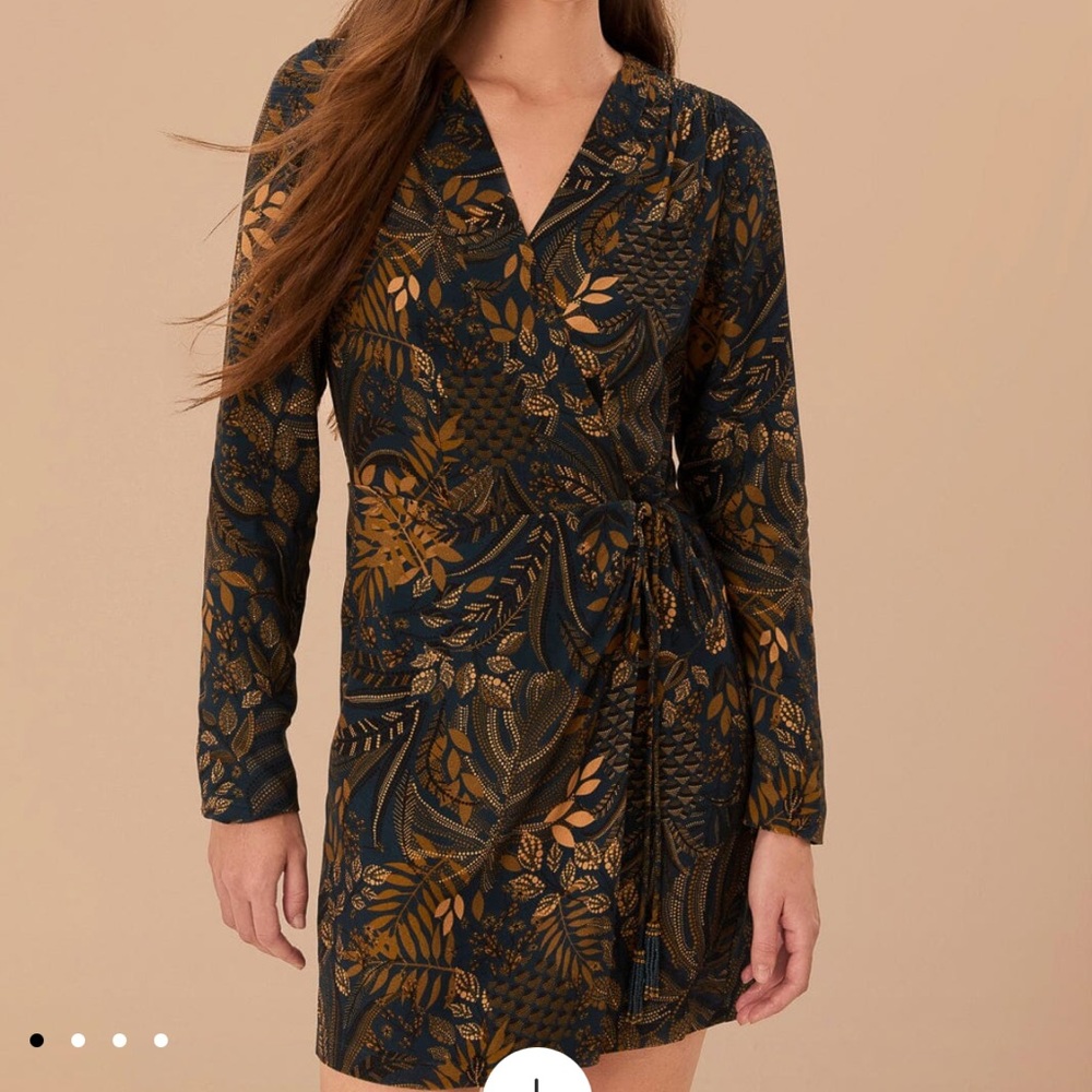 FARM Rio Teal Dotted Forest Lenzing Wrap Dress